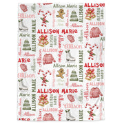 Christmas baby newborn blanket, Christmas tree and ornament name blanket, personalized holiday swaddle, Christmas baby girl gift