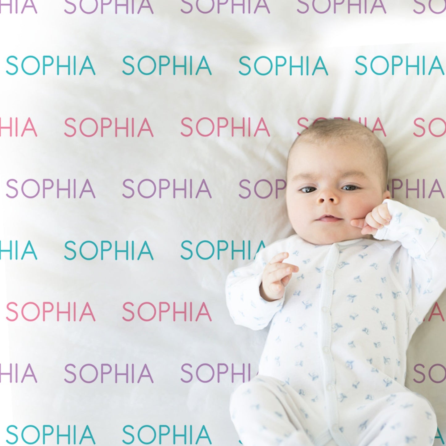 Name blanket, newborn baby blanket personalized with name, baby girl gift, repeating name swaddle blanket (CHOOSE COLORS)