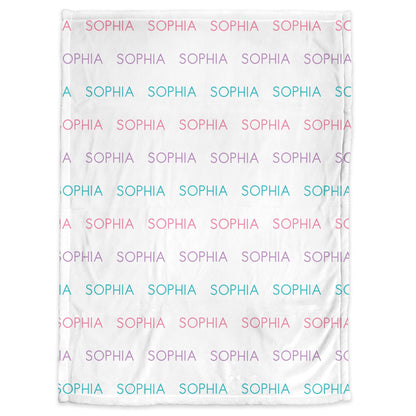 Name blanket, newborn baby blanket personalized with name, baby girl gift, repeating name swaddle blanket (CHOOSE COLORS)