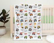 Monster truck name blanket, cute animals boy newborn blanket, personalized truck baby gift, newborn nursery, swaddle
