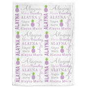 Pineapple baby girl blanket, tropical personalized pineapples baby name blanket, pineapple swaddle, pineapple baby gift (CHOOSE COLOR)