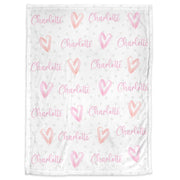 Valentines Day baby boy blanket, hearts in blue, baby boy gift, personalized cuddle security blanket, newborn, swaddle