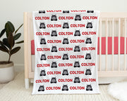 Diesel baby blanket, boy trucker newborn blanket, big rig theme blanket, truck driver name blanket, trucker baby gift, personalized swaddle