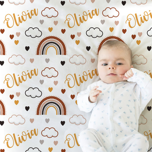 Personalized Rainbow Baby Name Blanket Girl