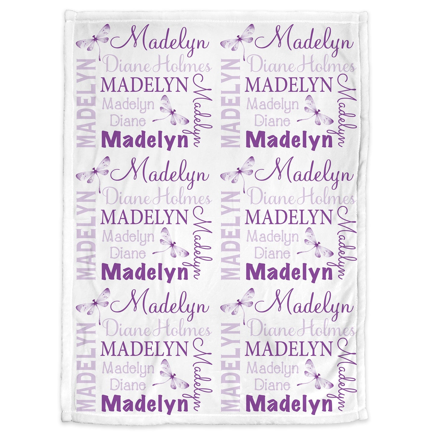 Girl dragonfly baby blanket, dragonflies name blanket, personalized baby gift with dragonflies, newborn dragonfly swaddle blanket