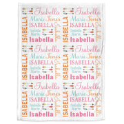 Personalized arrow baby girl blanket, newborn boho feather girl name blanket, baby gift with boho arrows, pink, orange, teal (CHOOSE COLORS)