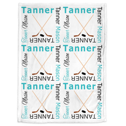 Personalized Hockey baby name blanket