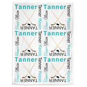 Baby boy hockey stick name blanket, hockey swaddle blanket, boy or girl, personalized hockey baby gift, hockey puck kids blanket