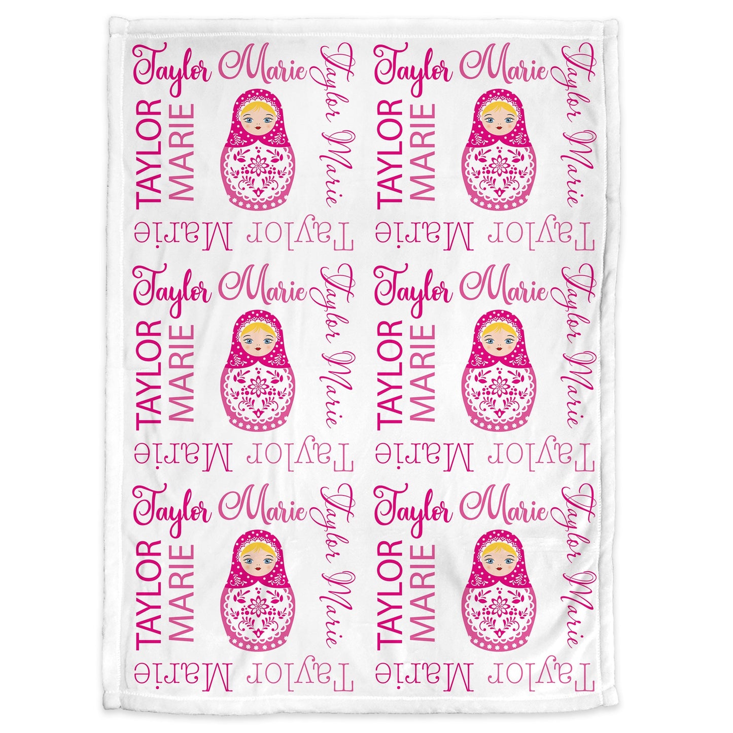 Nesting doll baby girl blanket, personalized matryoshka doll newborn blanket, nesting doll gift, baby swaddle with dolls (CHOOSE COLORS)