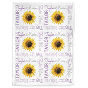Personalized sunflower baby girl blanket, sunflower blanket with name, floral baby gift, purple newborn sunflower swaddle, (CHOOSE COLORS)