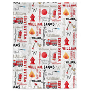 Baby boy fire trucks name blanket, fireman newborn blanket, first responder baby blanket, firefighter personalized baby gift (CHOOSE COLORS)