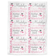 Valentines Name Blanket in pink and gray for Baby Girl, personalized baby gift, blanket, baby blanket, personalized blanket, choose colors