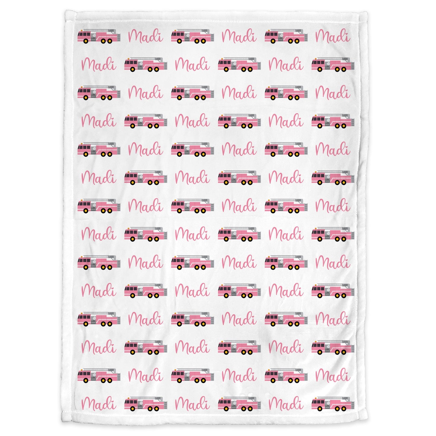 Newborn pink firetruck baby gril blanket, personalized fireman swaddle blanket with name, boy or girls, fire truck theme baby gift