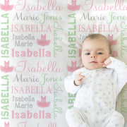 Ballet baby girl blanket, ballerina personalized swaddle blanket, newborn tutu theme baby gift with name, pink and mint baby  girl blanket