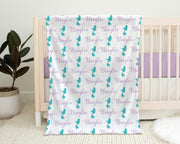 Mermaid name blanket, personalized mermaid tail newborn swaddle blanket, purple and teal mermaids baby gift, (CHOOSE COLORS)