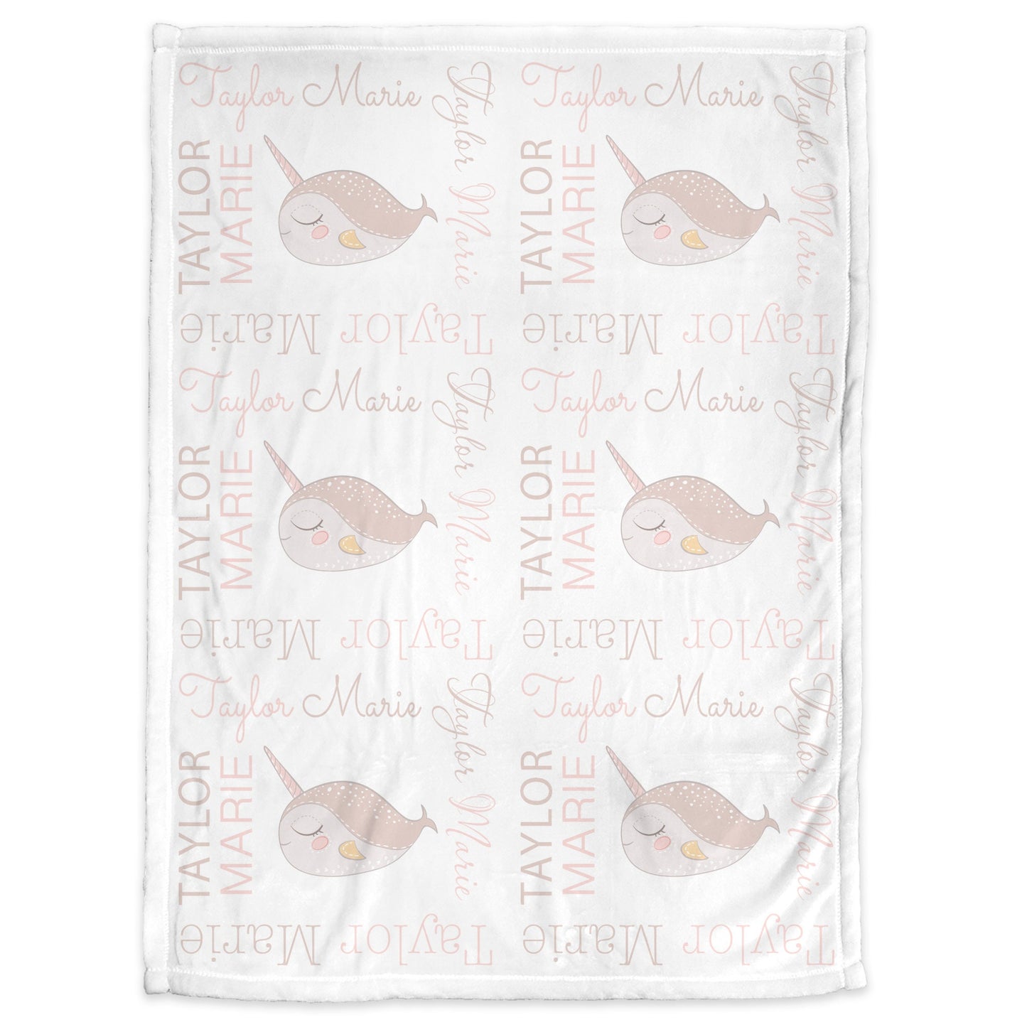 Narwhal baby blanket, personalized narwhal newborn name blanket, ocean narwhal baby swaddle, narwhal theme boy or girls gift, CHOOSE COLORS