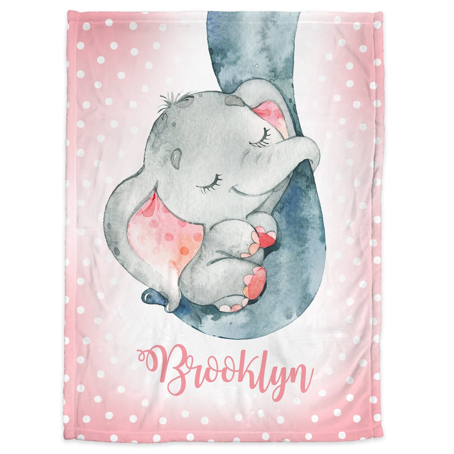 Personalized Baby Elephant Baby Name Blanket Girl