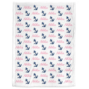 Baby girl nautical name blanket, anchor baby blanket, boy or girl, personalized baby gift, custom name blanket, nautical baby shower gift