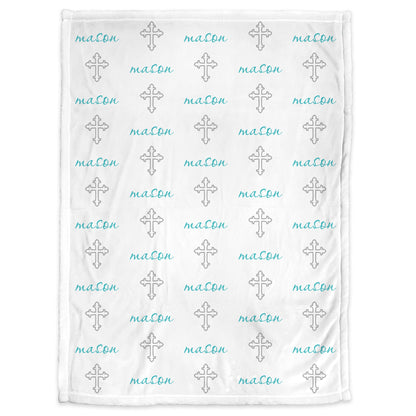 Cross Baby Blanket, Blue