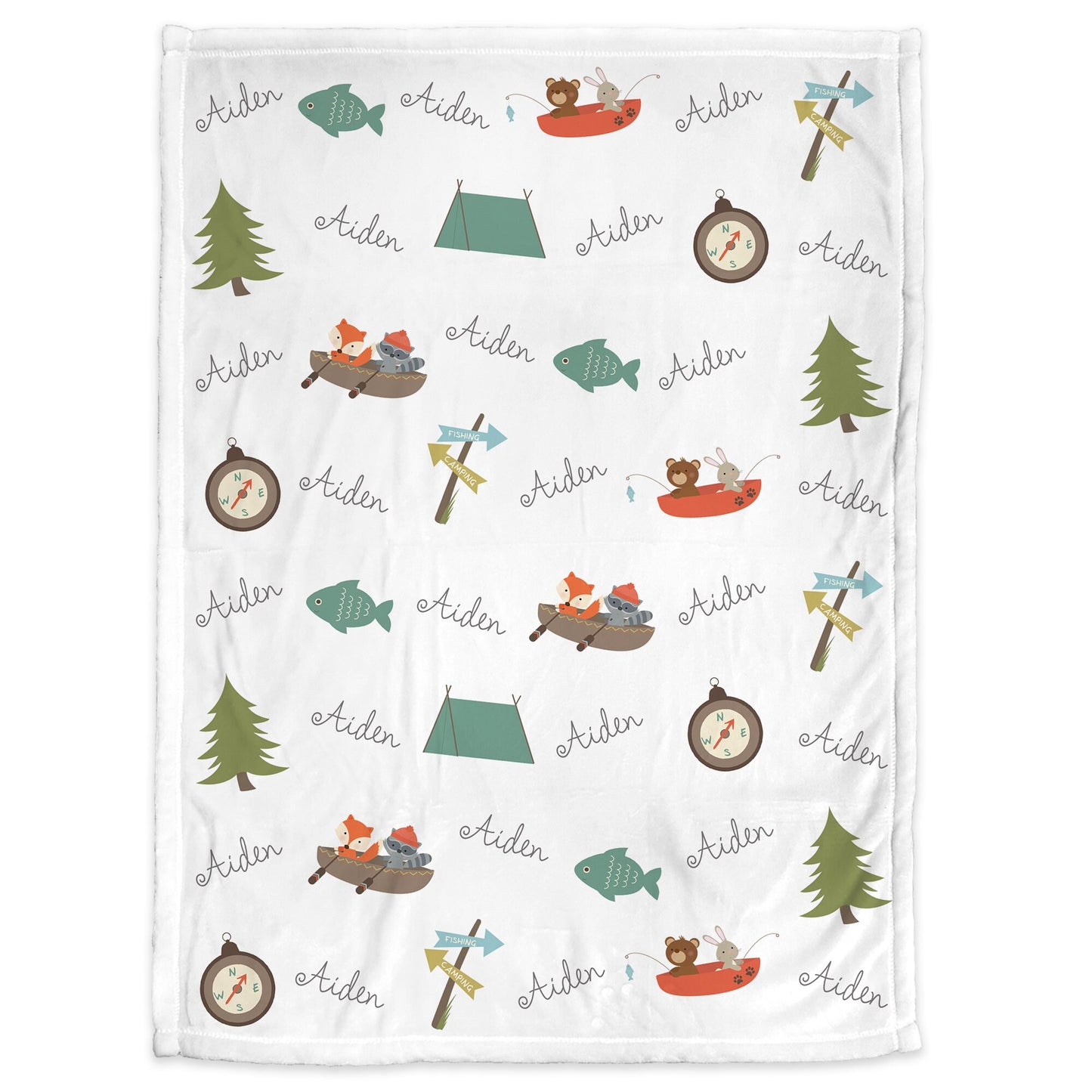 Personalized Camping Baby Name Blanket Boy