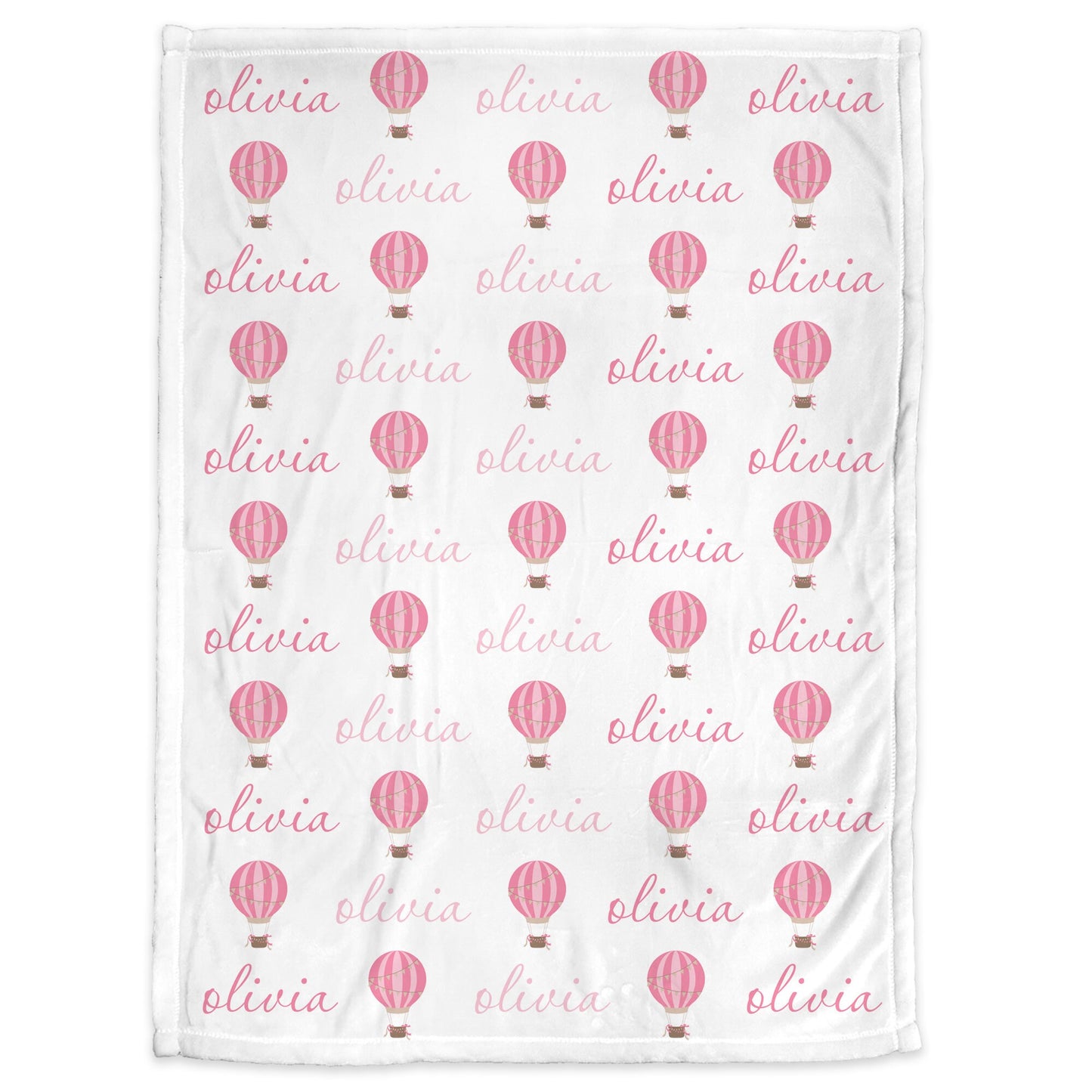 Hot air balloon baby girls blanket, personalized script baby girl name blanket, hot air balloon swaddle, pink hoy air balloon baby gift