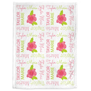 Hibiscus flower baby blanket, baby girl personalized Hawaiian floral blanket, newborn tropical swaddle, Hawaiian baby gift, (CHOOSE COLOR)