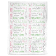 Newborn bunny baby girls blanket, personalized Easter swaddle name blanket, cute Easter rabbit kids blanket, rabbit baby gift (CHOOSE COLOR)