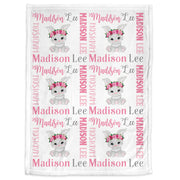 Easter bunny baby blanket, pink personalized rabbit swaddle name blanket, baby girl floral Easter baby gift with name, kids Easter blanket