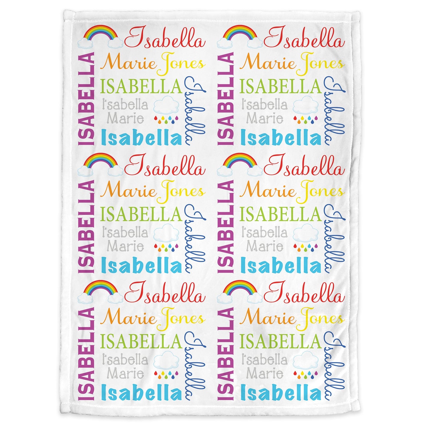 Personalized Rainbow Baby Name Blanket Girl