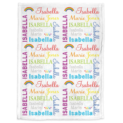 Personalized Rainbow Baby Name Blanket Girl
