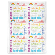 Rainbow baby blanket, personalized rainbow clouds blanket with name, boy or girl rainbow swaddle, gift for rainbow baby, rainbow name gift