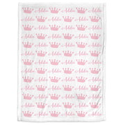 Princess baby girl blanket, crown personalized name blanket, newborn pink crown swaddle, princess baby gift, (CHOOSE COLORS)