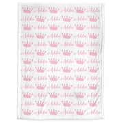 Princess baby girl blanket, crown personalized name blanket, newborn pink crown swaddle, princess baby gift, (CHOOSE COLORS)