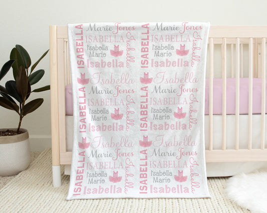 Personalized Ballet Baby Name Blanket Ballerina Girl