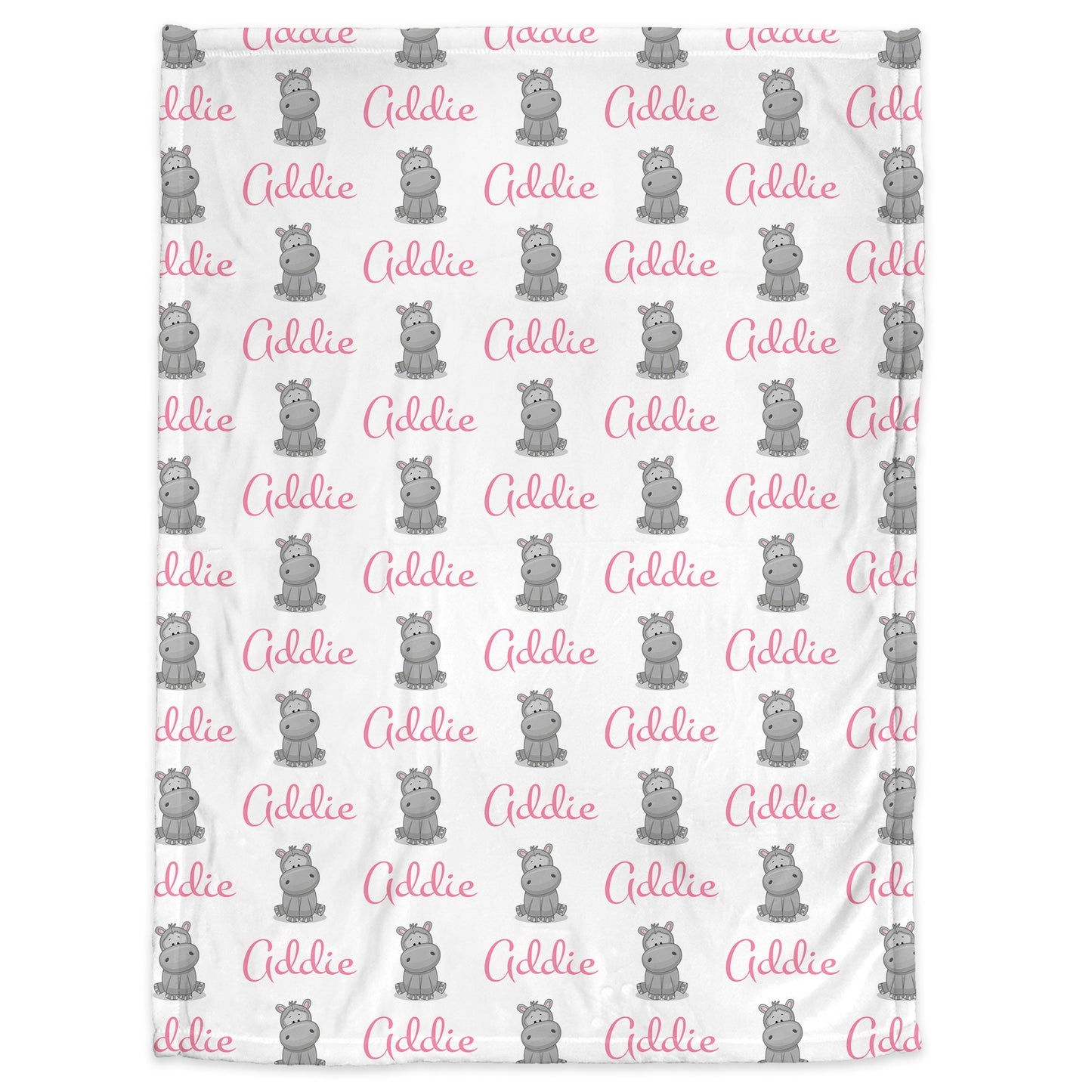 Personalized Baby girl hippo Baby Name Blanket