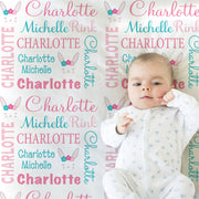 Bunny baby blanket, personalized newborn baby bunny gift, girl bunny lashes swaddle blanket with name, kids Easter blanket (CHOOSE COLORS)
