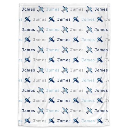 Personalized airplane baby blanket, newborn airplanes swaddle blanket with name, boys airplane pilot aviation baby gift, (CHOOSE COLORS)