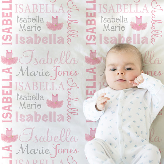 Personalized Ballet Baby Name Blanket Ballerina Girl