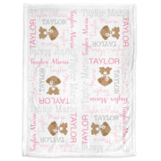 Personalized pink puppy baby blanket, girl puppies blanket with name, newborn puppy theme baby swaddle, puppy dogs baby gift (CHOOSE COLORS)