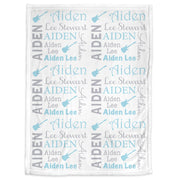 Boy guitar name baby blanket, blue guitar newborn blanket, personalized music guitars baby gift, music swaddle baby blanket, boys blue gray
