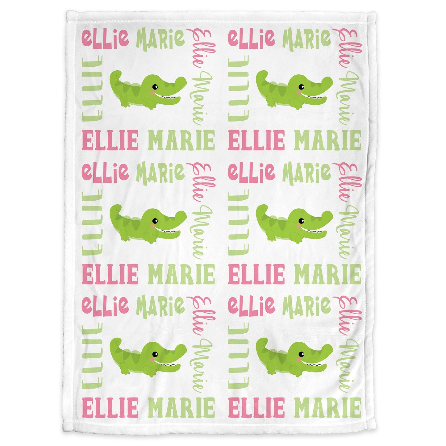 Baby girl blanket with alligators, personalized alligator name newborn blanket, alligator baby gift, baby girl crocodile, alligator swaddle