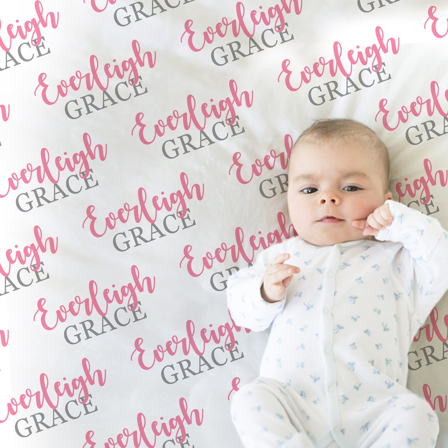Baby girl name blanket, personalized name blanket, pink and gray baby blanket, newborn name baby gift, swaddle blanket with girls name
