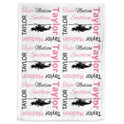 Helicopter baby girls blanket, pink personalized military helicopter newborn swaddle blanket, helicopter baby gift, (CHOOSE COLORS)