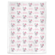 Baby girl bulldog name blanket, pink girls french bulldog swaddle blanket, personalized newborn baby gift, baby blanket with bulldogs