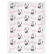 Panda baby girls name blanket, personalized panda swaddle blanket, newborn panda bears baby gift with name, pink panda baby blanket