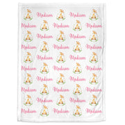 Baby girl giraffe blanket, personalized floral giraffe pink name blanket, watercolor floral greenery giraffe swaddle, giraffle baby gift