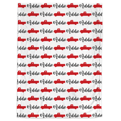 Personalized Vintage Truck Baby Name Blanket Girl