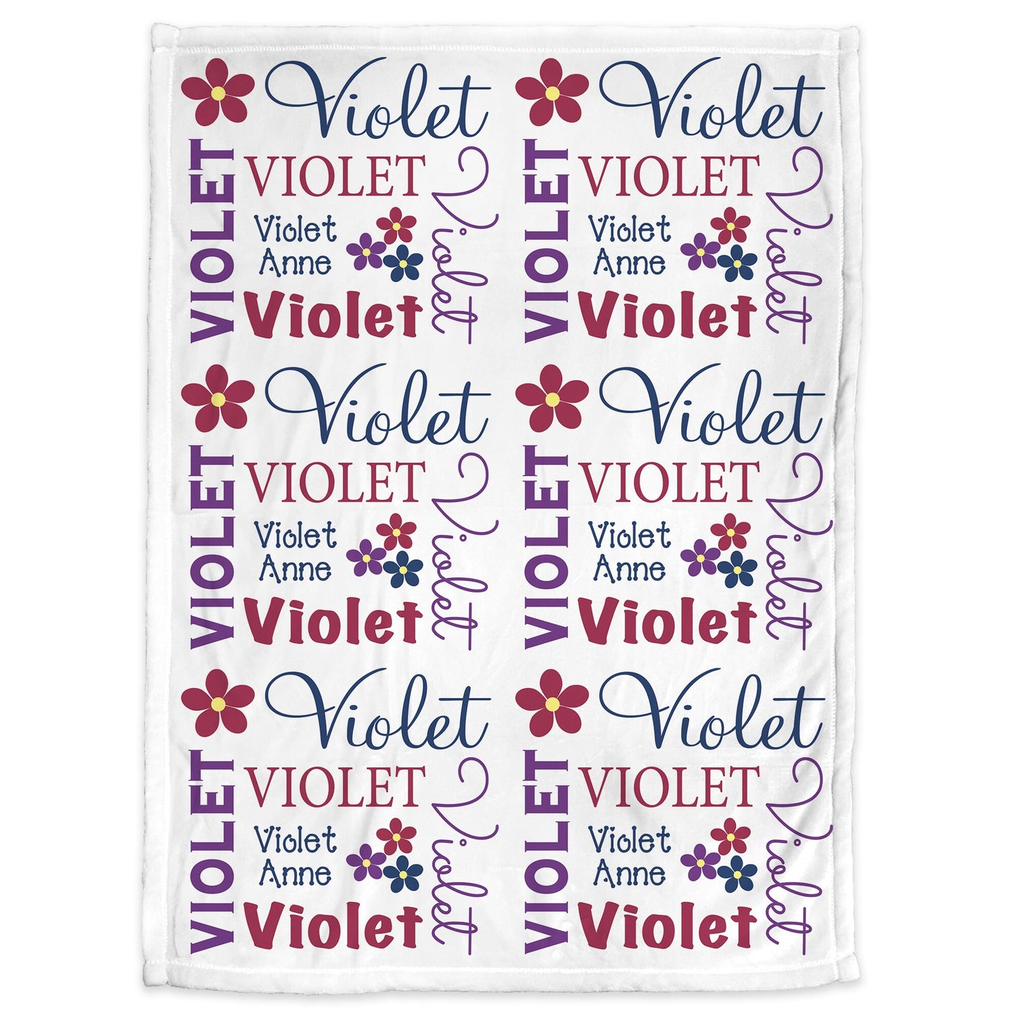 Personalized Flowers Baby Name Blanket Girl