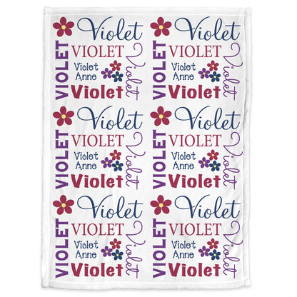 Personalized Flowers Baby Name Blanket Girl