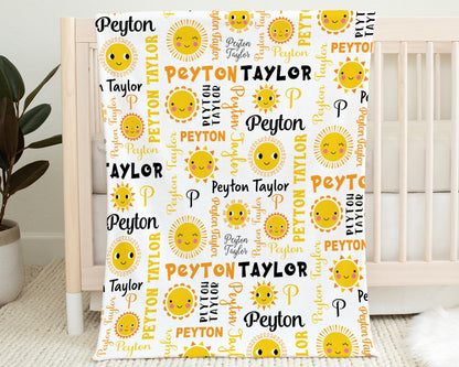 Personalized Sunshine Baby Name Blanket Girl